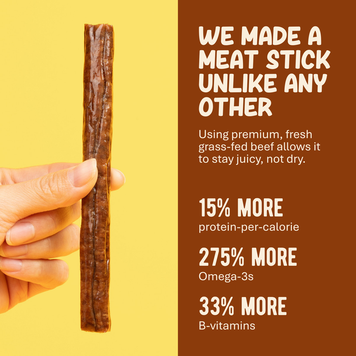 Grass-Fed Beef Meat Sticks – 100% Grass-Fed & Finished, 3 Ingredients
