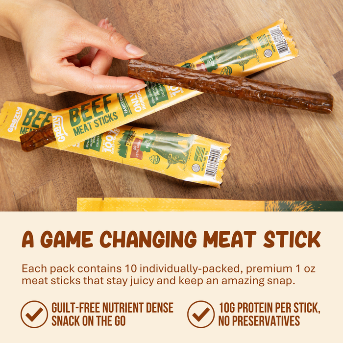 Grass-Fed Beef Meat Sticks – 100% Grass-Fed & Finished, 3 Ingredients