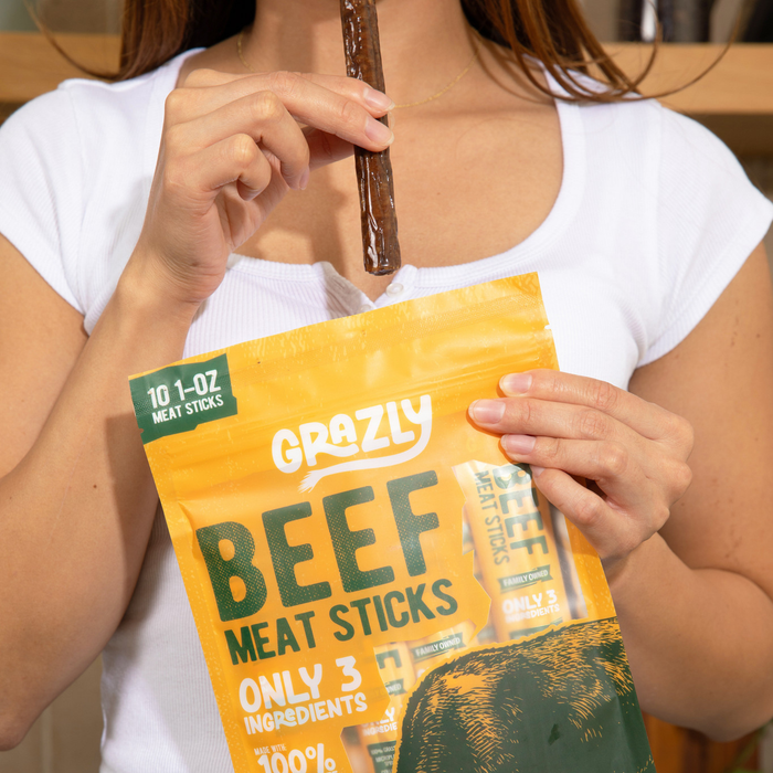 Grass-Fed Beef Meat Sticks – 100% Grass-Fed & Finished, 3 Ingredients