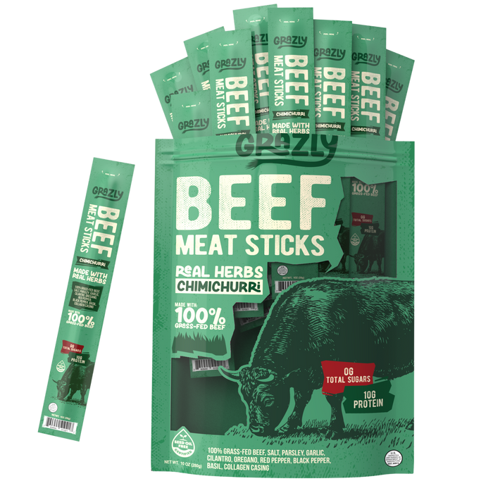 Grass-Fed Chimichurri Beef Meat Sticks – Real Herbs, 0g Sugar