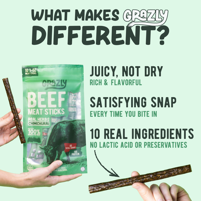 Grass-Fed Chimichurri Beef Meat Sticks – Real Herbs, 0g Sugar