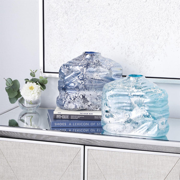 Hand-Blown Blue Glass Vase