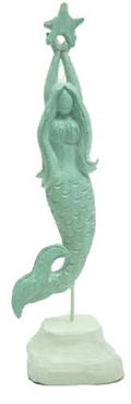 Hand-Carved Wood Mermaid Sculpture