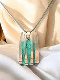 Handcrafted Metal Necklace With Green Glitter Polymer Clay