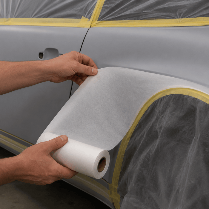 High Teck 12 in x 180 ft White Waterborne Masking Paper Hand Roll -MP680W-12 - Eagle National Supply