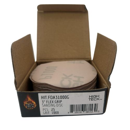 High Teck 3 Inch Super Fine Grit Flexible Grip Sanding Disc | 25 pk - FDA31000G - 1000 Grit - Eagle National Supply
