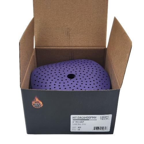 High Teck 6 In Multi - Hole Purple Ceramic Grip Sanding Disc | 50 pk - DAG6400PMH - 400 Grit - Eagle National Supply