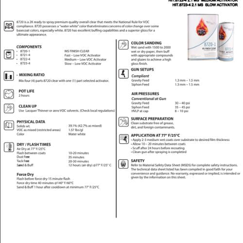 High Teck 8720 MS Finish Clear and Medium Activator Kit , 1 gal -8720+8722 - Eagle National Supply