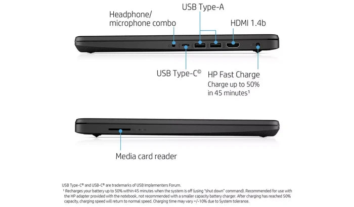 HP Laptop 14s-dq - Intel Quad-Core 8GB RAM 128GB SSD
