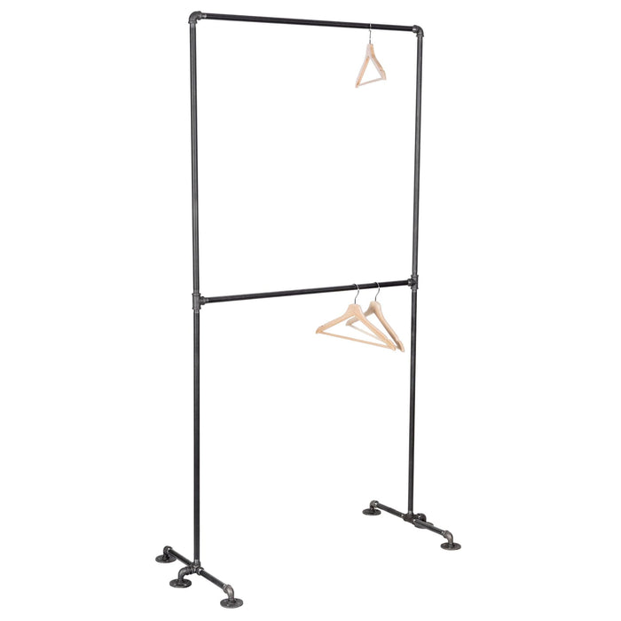 Industrial Steel Freestanding Double Hung Clothing Rack