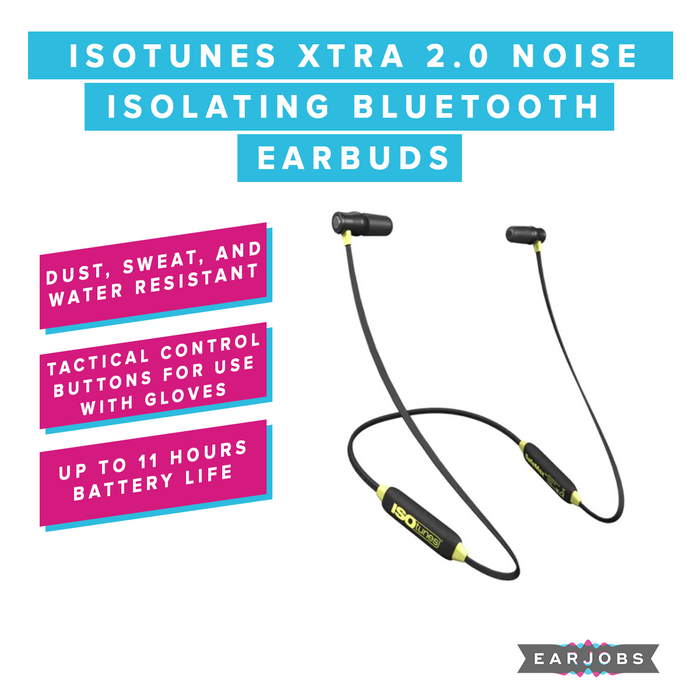 ISOtunes XTRA 2.0 Noise Isolating Bluetooth Earbuds (NRR 27)