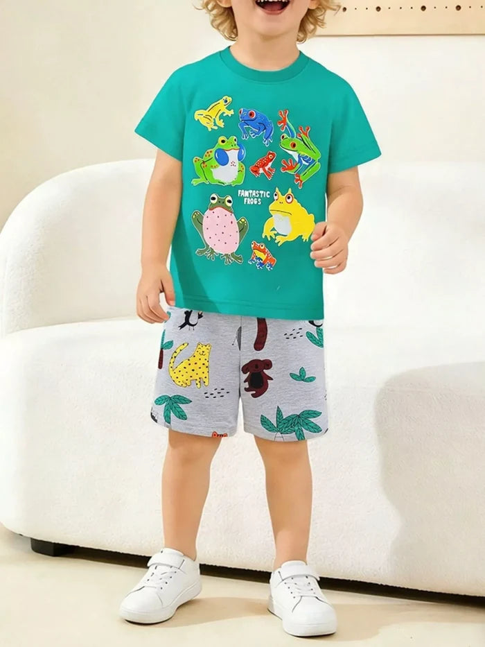 Kids' Frog Print Tee and Shorts Set