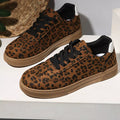 Leopard Print Suede Lace-Up Sneakers