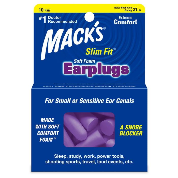 Macks Slim Fit Smaller Soft Foam Ear Plugs (NRR 31 | 10 Pairs)