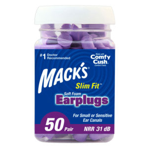 Macks Slim Fit Smaller Soft Foam Ear Plugs (NRR 31 | Bottle of 50 Pairs)