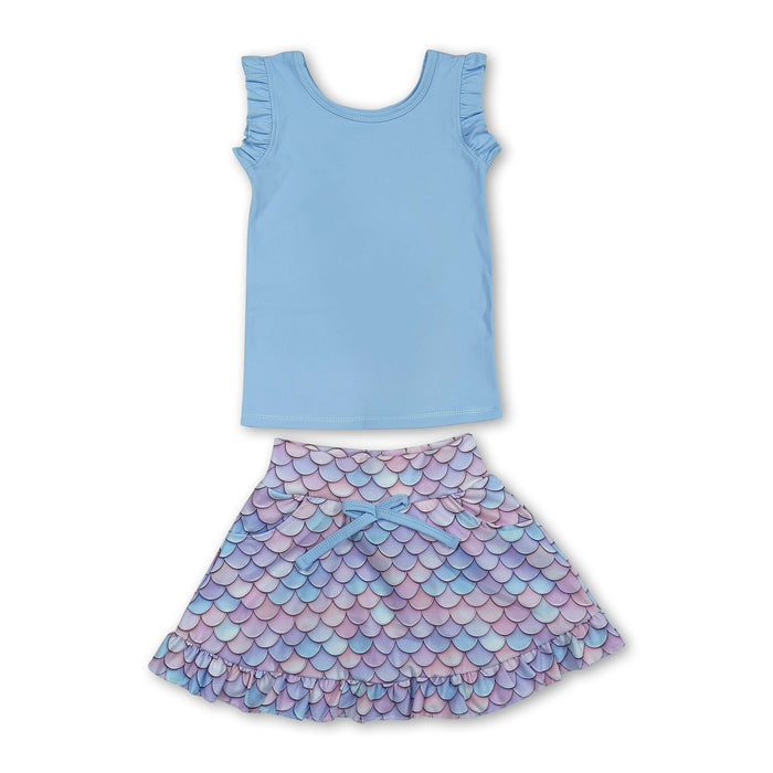 Mermaid Scale Skirt Activewear Set