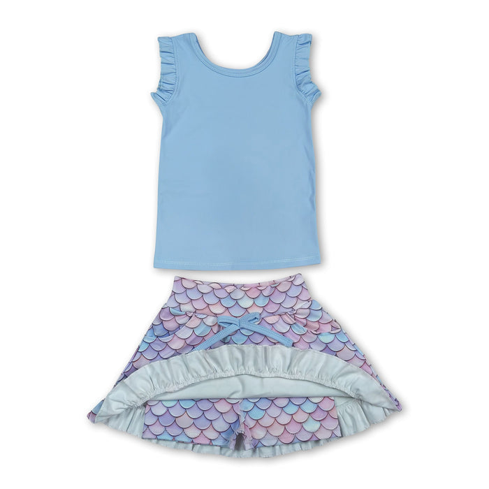 Mermaid Scale Skirt Activewear Set
