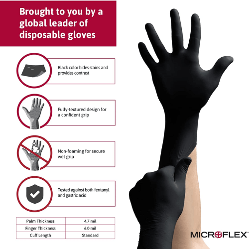 Microflex MidKnight MK296 Small Disposable Gloves, Box of 100 -MK296-S---Eagle National Supply
