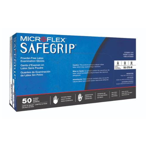 Microflex SafeGrip SG375 Medium Textured Blue Latex Gloves -SG375-M---Eagle National Supply