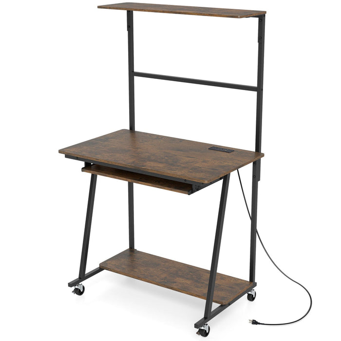 Mobile Computer Desk with LED Lights