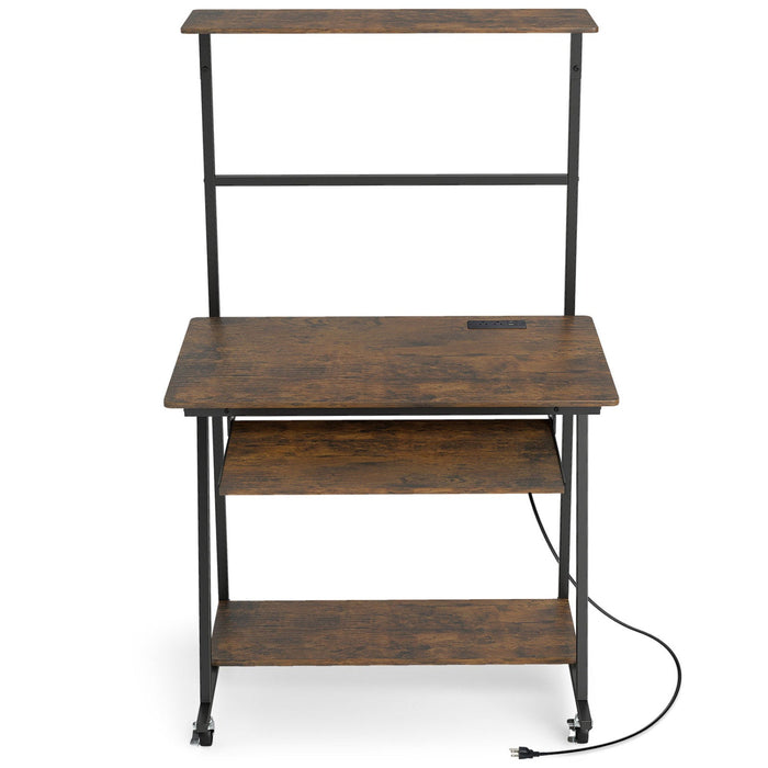 Mobile Computer Desk with LED Lights