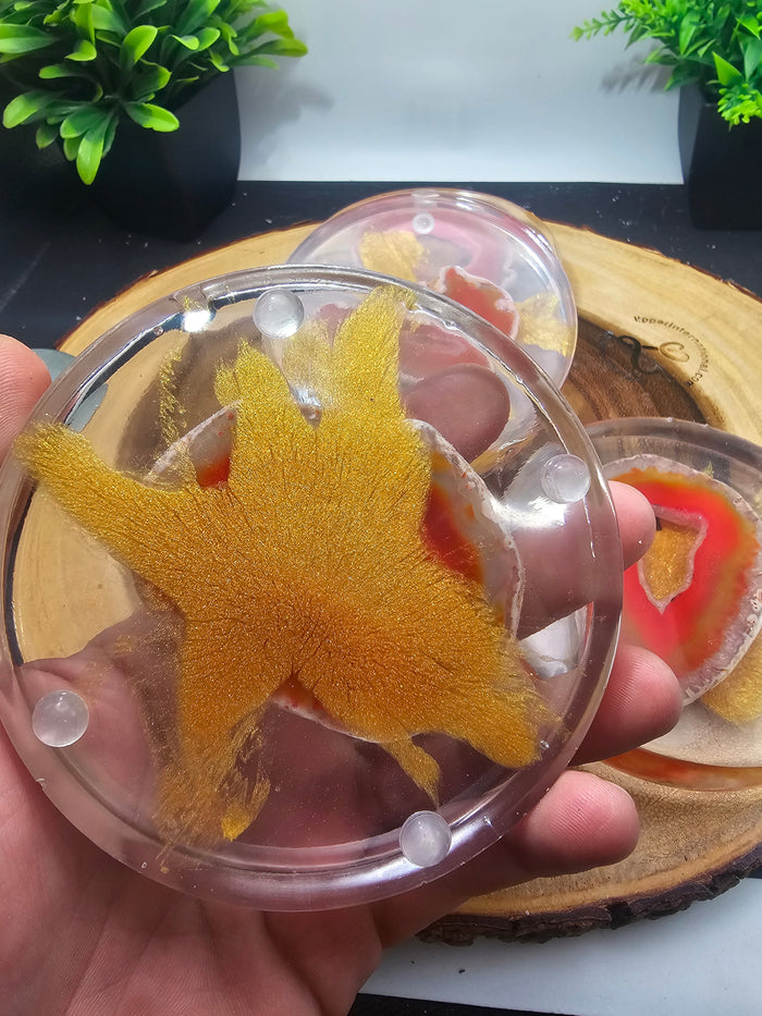 Natural Agate Coaster Set
