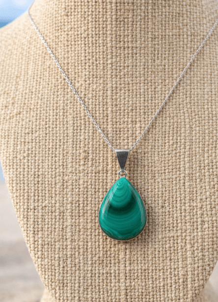 Natural Malachite Teardrop Pendant