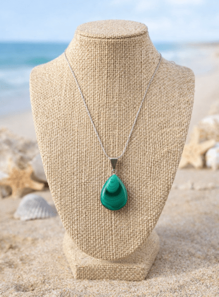 Natural Malachite Teardrop Pendant