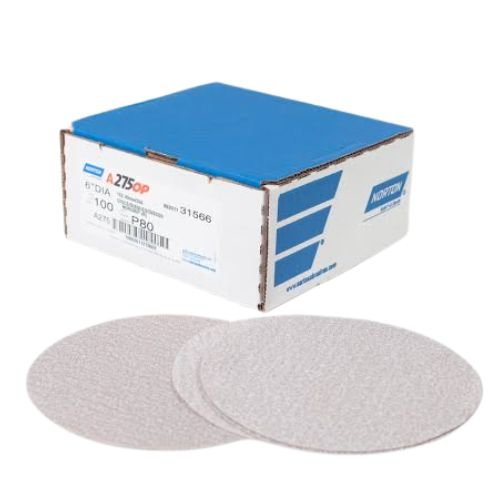 Norton® A275 Champagne 6" Hook and Loop Sanding Disc | 100 pk -31566-80 Grit - Eagle National Supply