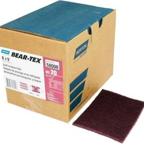 Norton Bear-Tex 58000 Maroon 6"x9" Flexible Scuff Pad, Box of 20 -58000 - Eagle National Supply