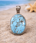 Number 8 Turquoise Sterling Silver Pendant