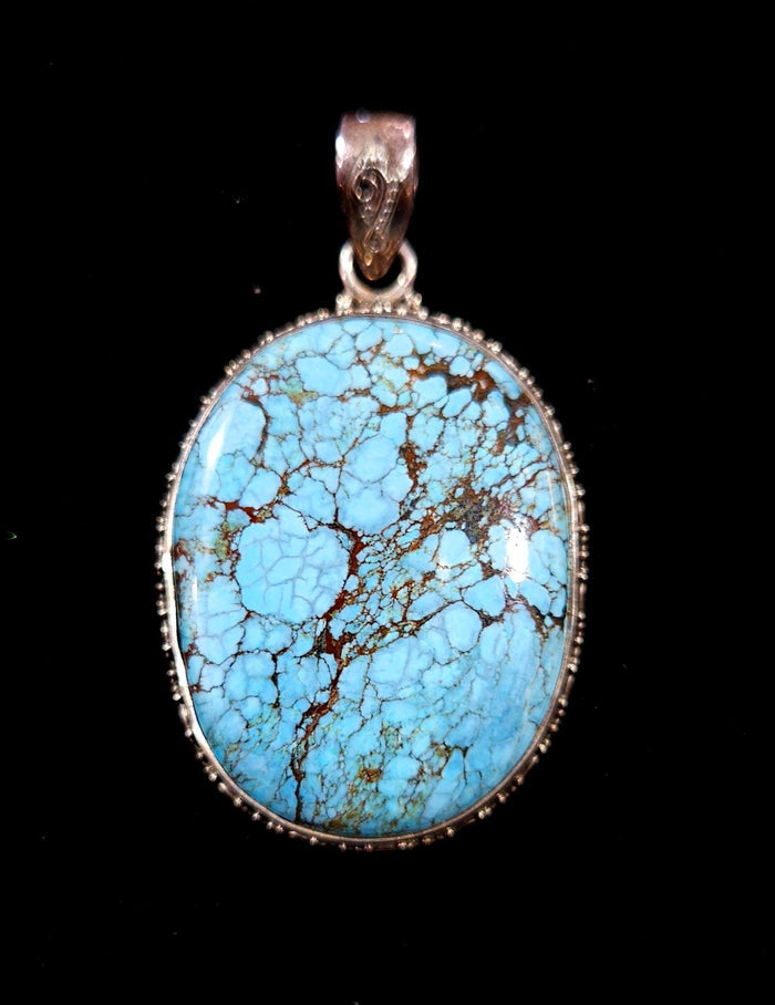 Number 8 Turquoise Sterling Silver Pendant