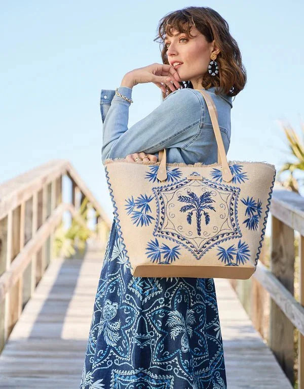 Ogeechee Palm Medallion Beach Tote