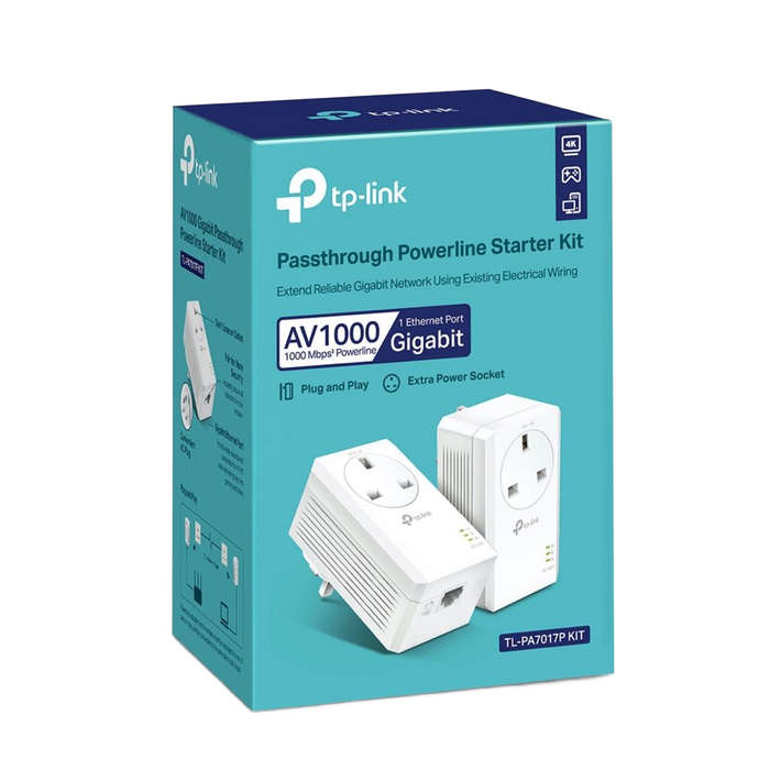 Passthrough Powerline Starter Kit Extend Reliable Gigabit