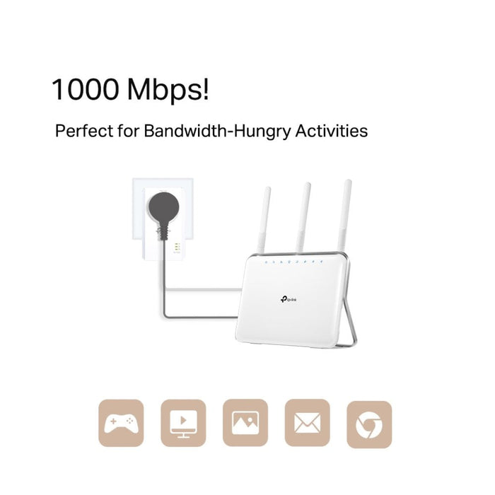 Passthrough Powerline Starter Kit Extend Reliable Gigabit
