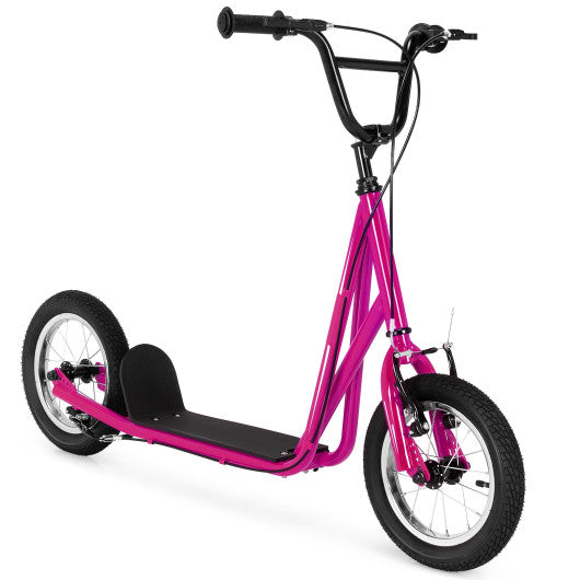 Pink Kids Kick Scooter with 12" Air-Filled Wheels