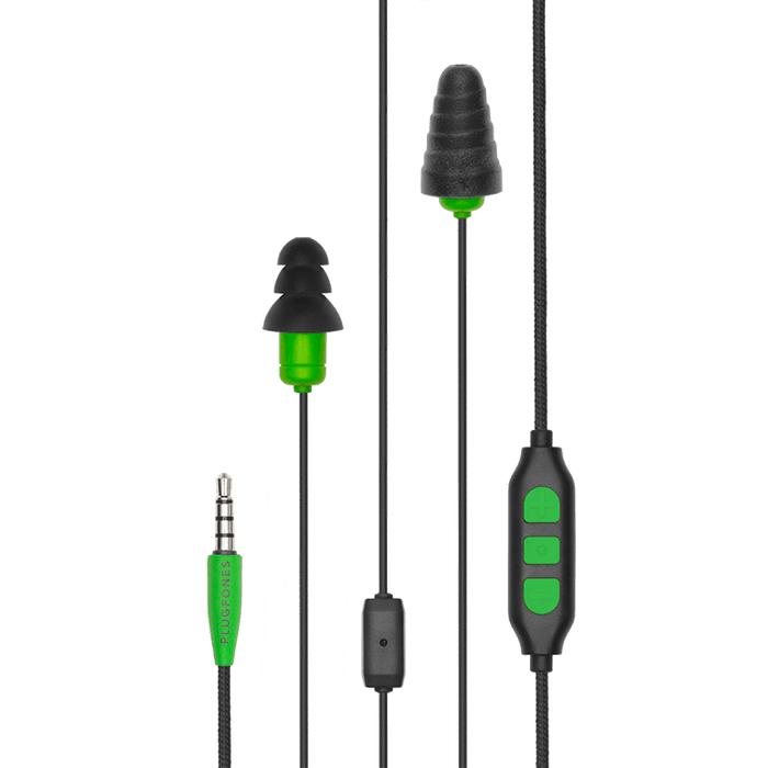 Plugfones™ Protector Plus Industrial Earplug-Earphone Hybrids with In-Line Mic (NRR 27/29)