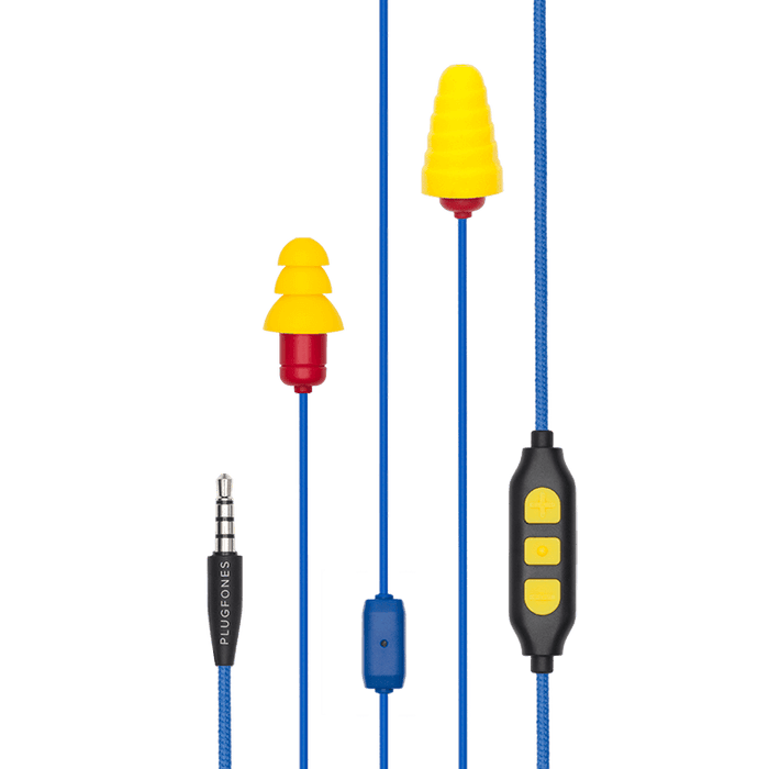 Plugfones™ Protector Plus Industrial Earplug-Earphone Hybrids with In-Line Mic (NRR 27/29)