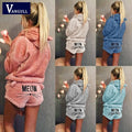 Plush Hoodie & Shorts Pajama Set