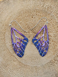 Purple and Blue Wing Drop Earrings - Women Jewelry