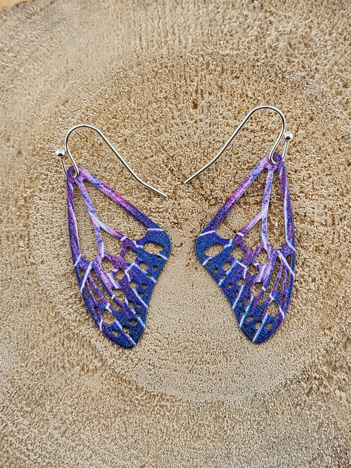 Purple and Blue Wing Drop Earrings - Women Jewelry