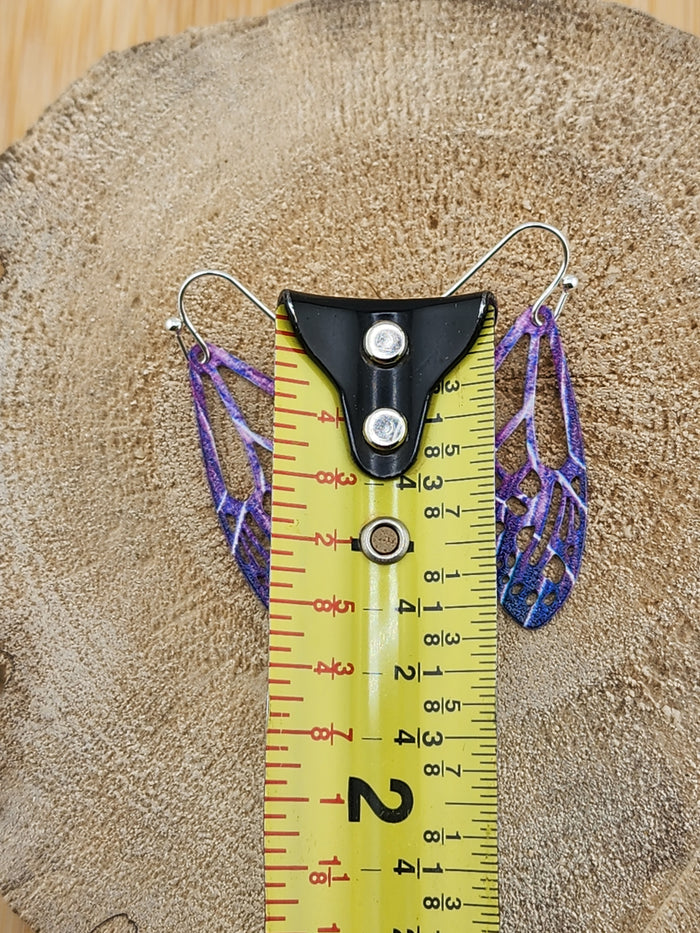 Purple and Blue Wing Drop Earrings - Women Jewelry