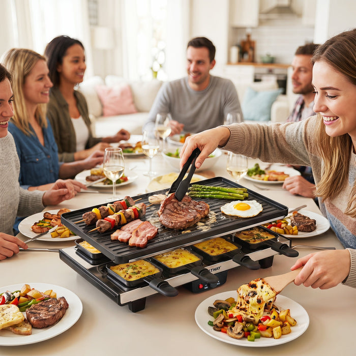 Raclette Grill & Griddle for 8 with Reversible Nonstick Plate
