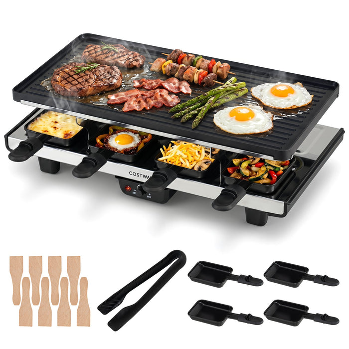 Raclette Grill & Griddle for 8 with Reversible Nonstick Plate