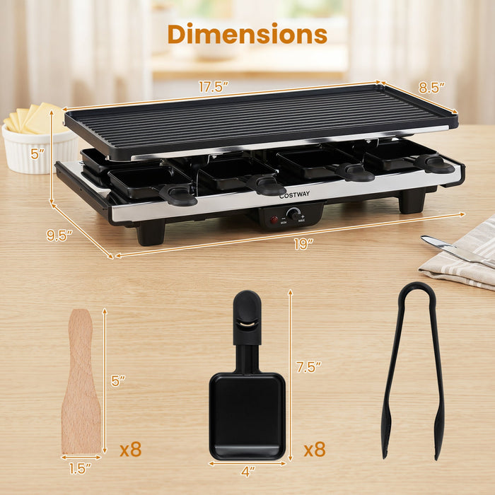 Raclette Grill & Griddle for 8 with Reversible Nonstick Plate