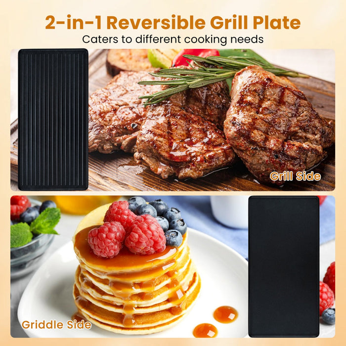 Raclette Grill & Griddle for 8 with Reversible Nonstick Plate