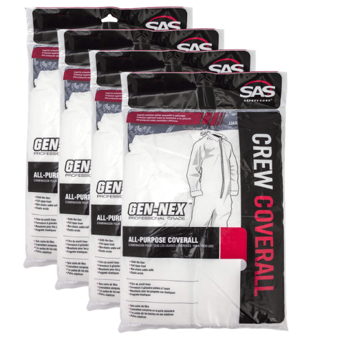 SAS 6954 Heavy Duty White Crew - Neck Coveralls, XL Paint Suit, 4 pack - 6954 - Eagle National Supply