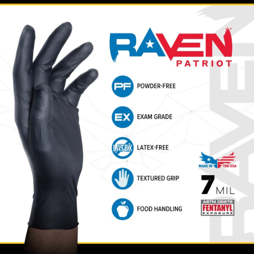 SAS® Patriot 7 mil Black Nitrile Gloves Made in USA, Box of 100 - 66482 - M - Eagle National Supply