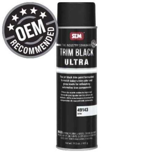 SEM 49143 Satin Black Ultra Trim Paint, 20 oz Aerosol Can - 49143 - Eagle National Supply