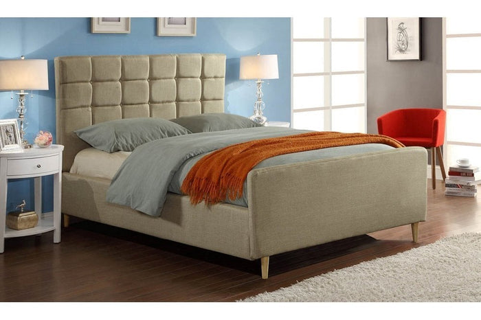 Sienna Beige Fabric Double Bed - Furniture Instore